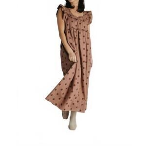 NEW WISHLIST polka dot ruffle midi dress in brown